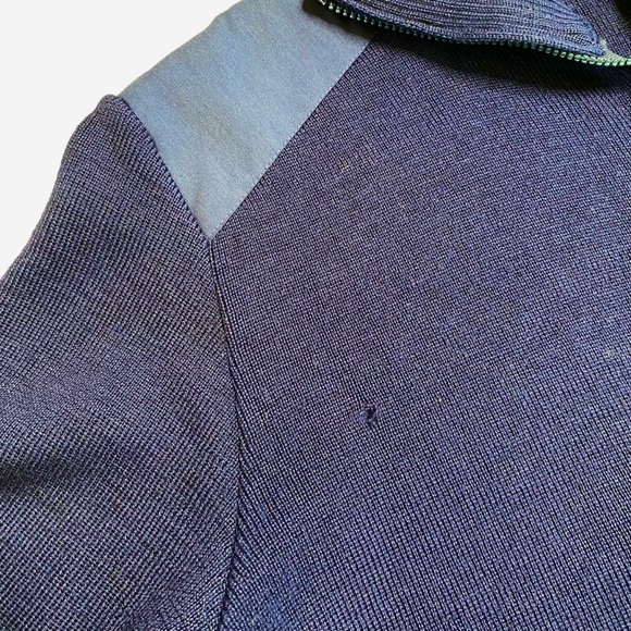 Maky Rib Knit Sweater XL Navy Blue Military Wool Anorak Quarter Zip Double Layer - Picture 11 of 11